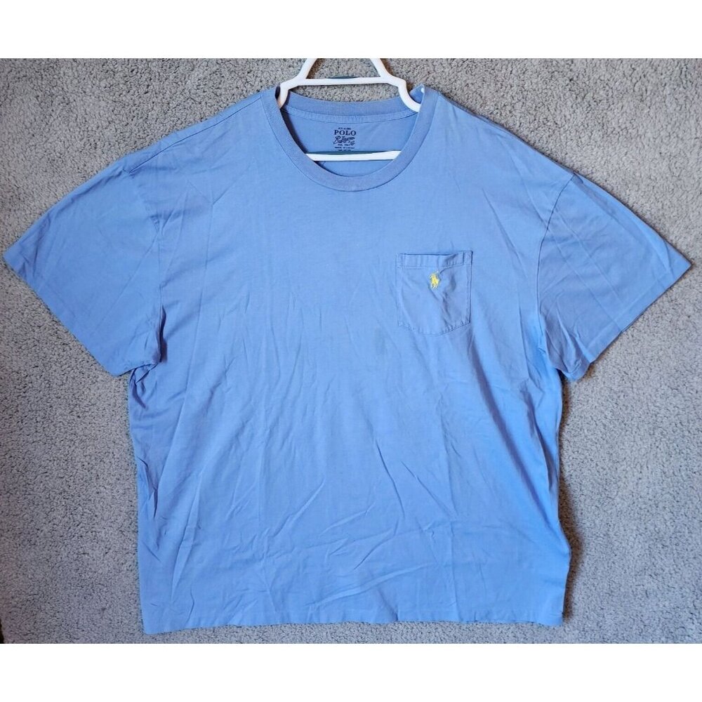 Polo Ralph Lauren Blue Pocket‎ Pony Logo T shirt Size 2XB 100% Cotton
